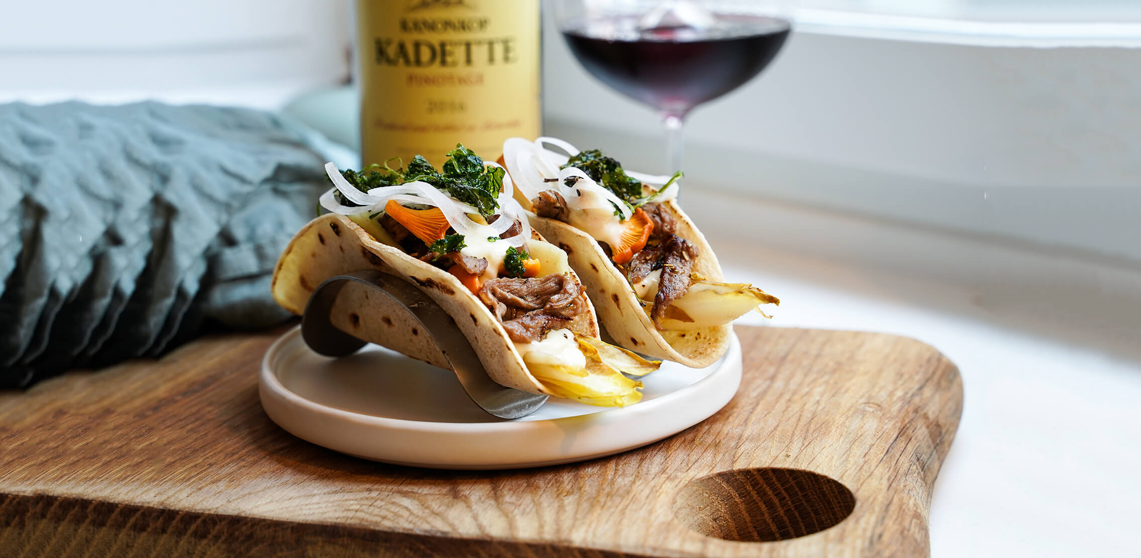 Svensk taco med dovhjort, västerbottenost och syltade kantareller!