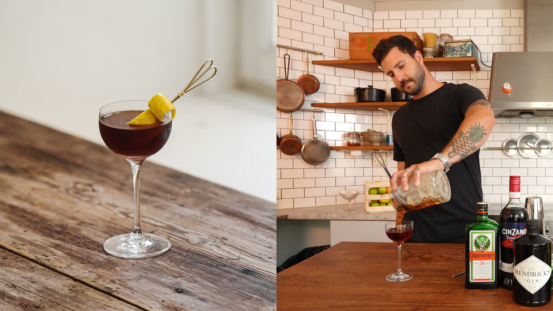 petter blandar drink med jägermeister