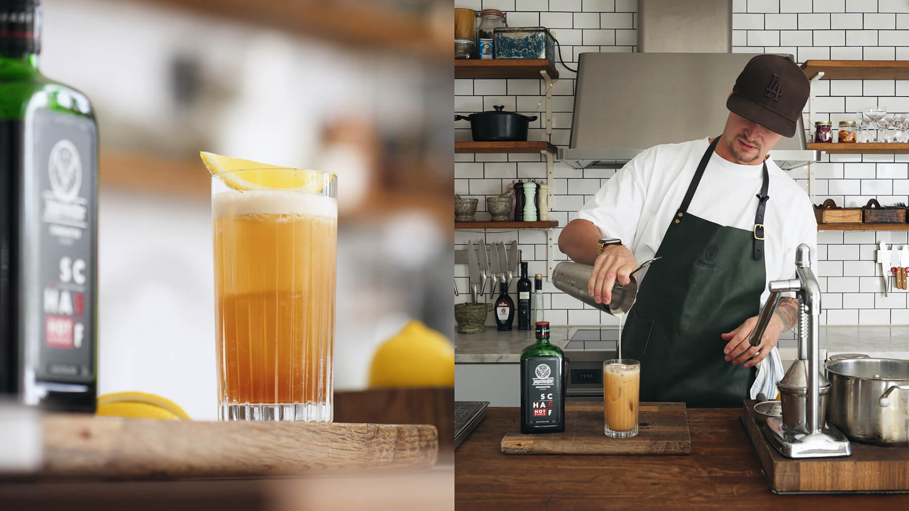 en kille som blandar en drink