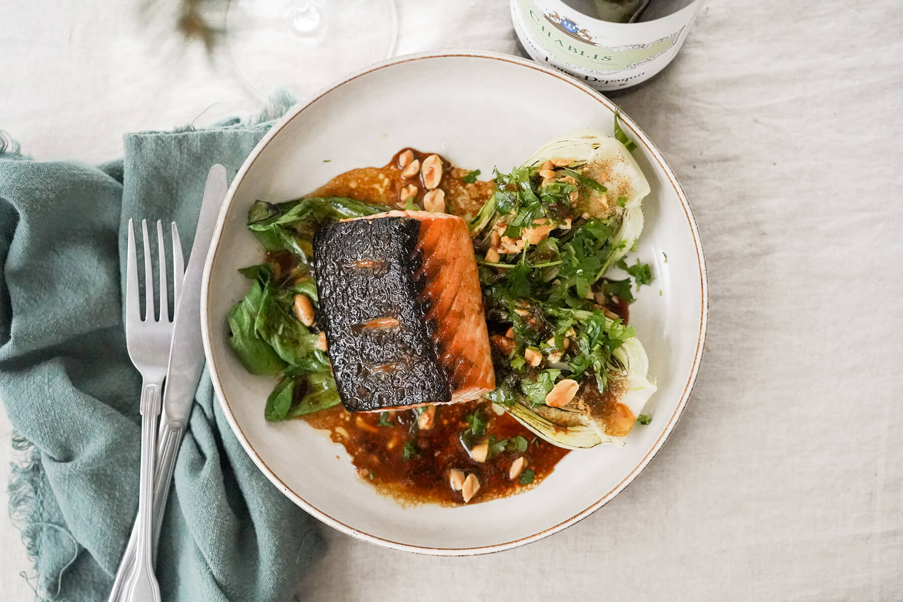 Sotad lax med pac choi och brynt sojasmör