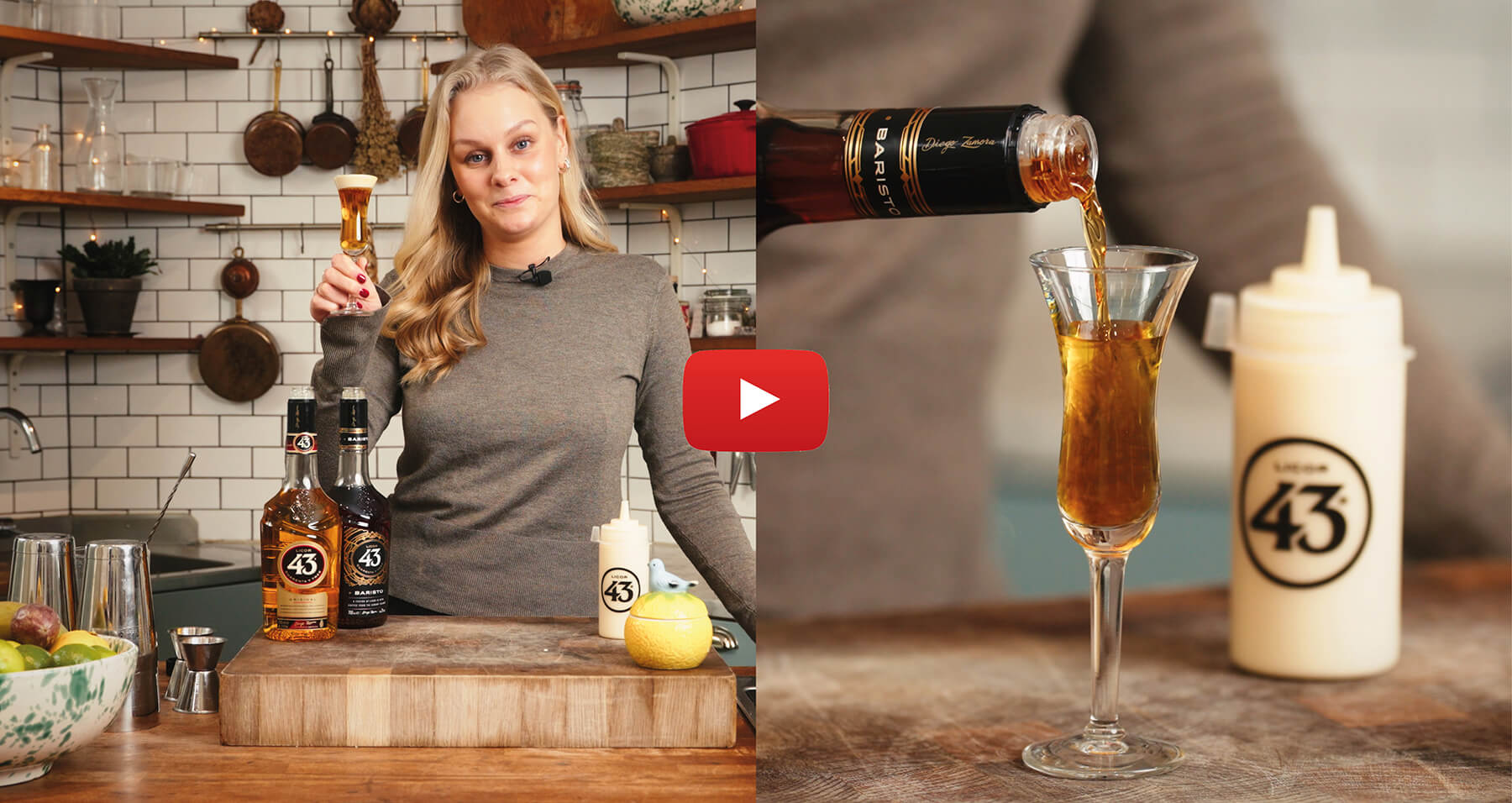 julia blandar en påskshot med licor 43 drink