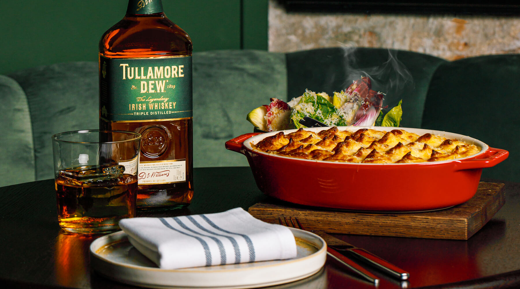 Shepherd’s paj med whisky och tallrik