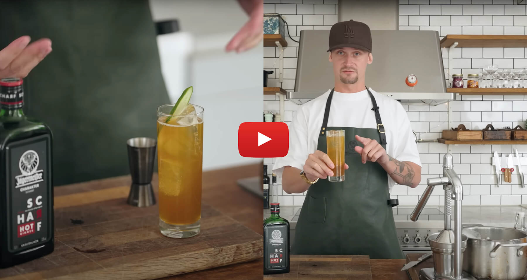 fredrik blandar en drink som heter scharf lemonade