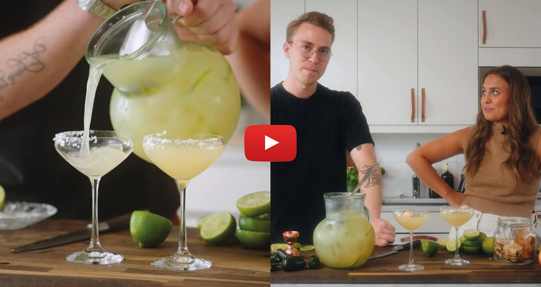 david och sofia blandar en höstkanna margarita