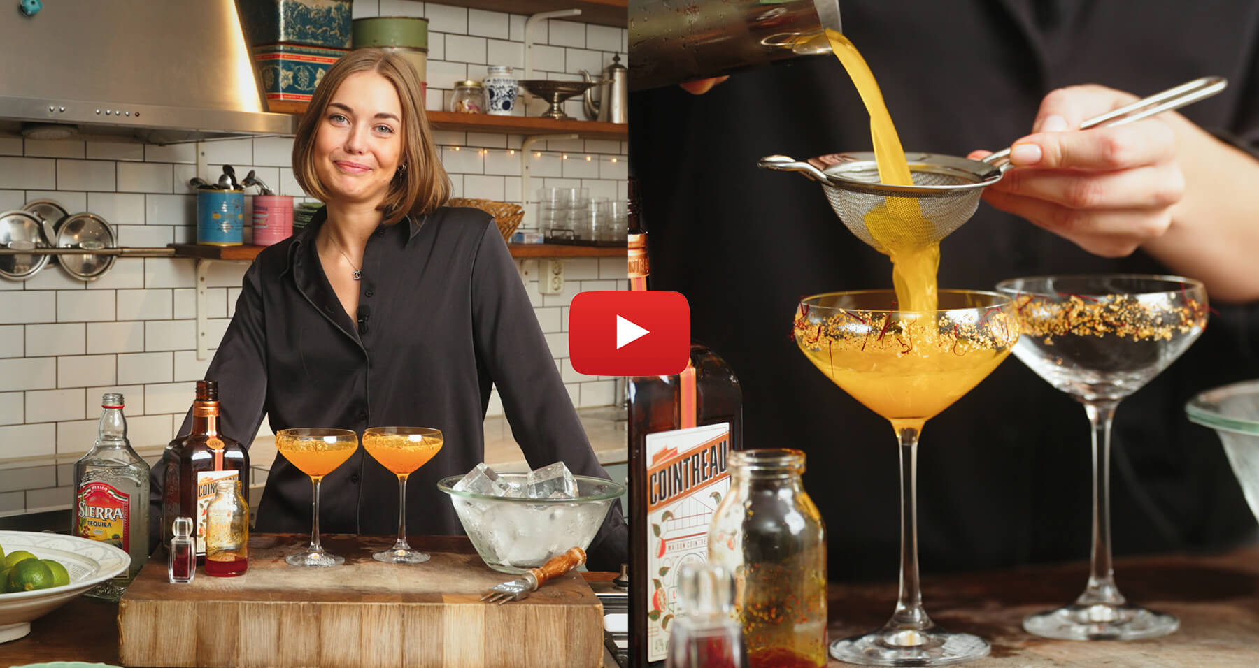 en margarita och en tjej som blandar den med saffran