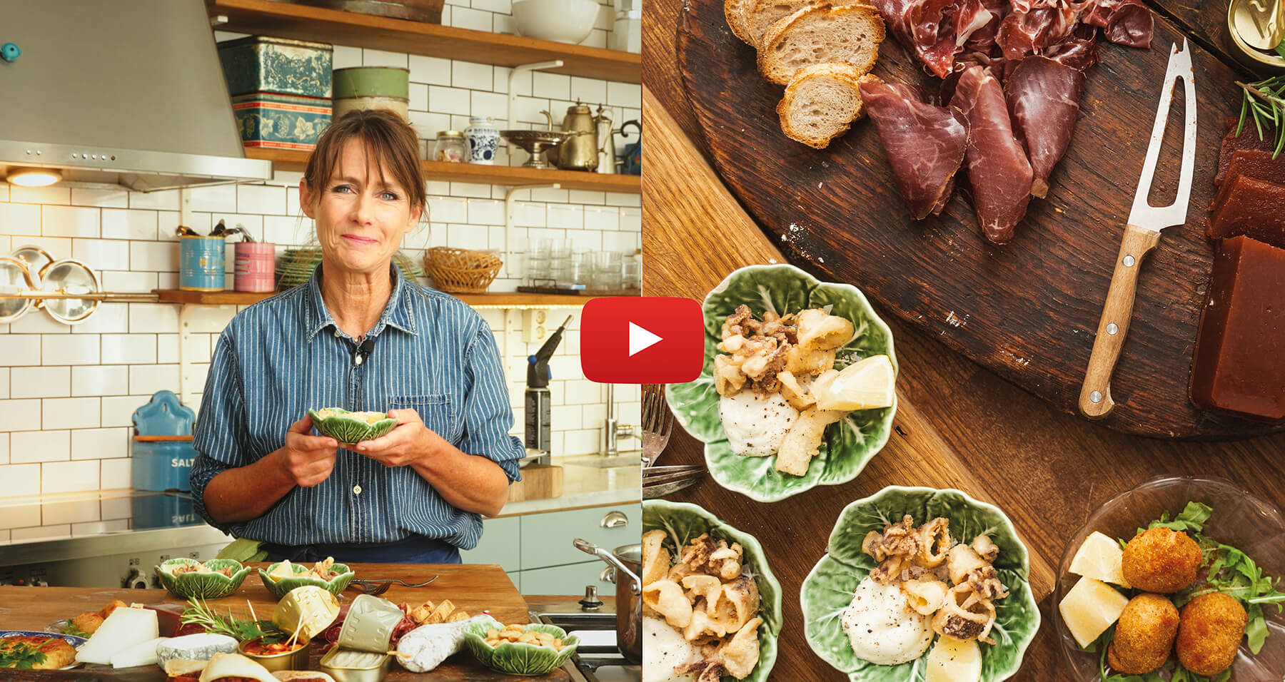 johanna friterar bläckfisk och gör en tapasbricka