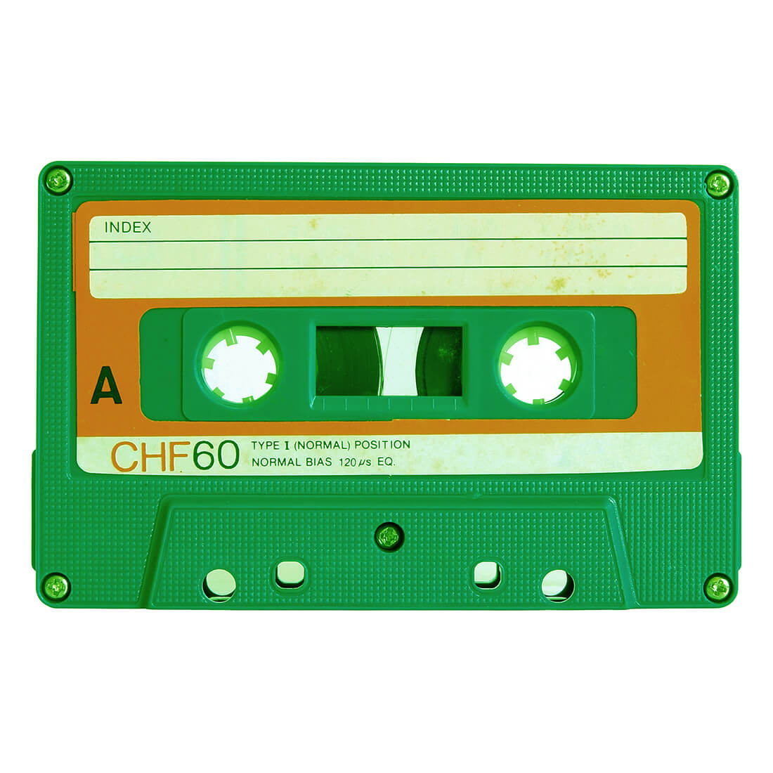 ett grönt kasettband