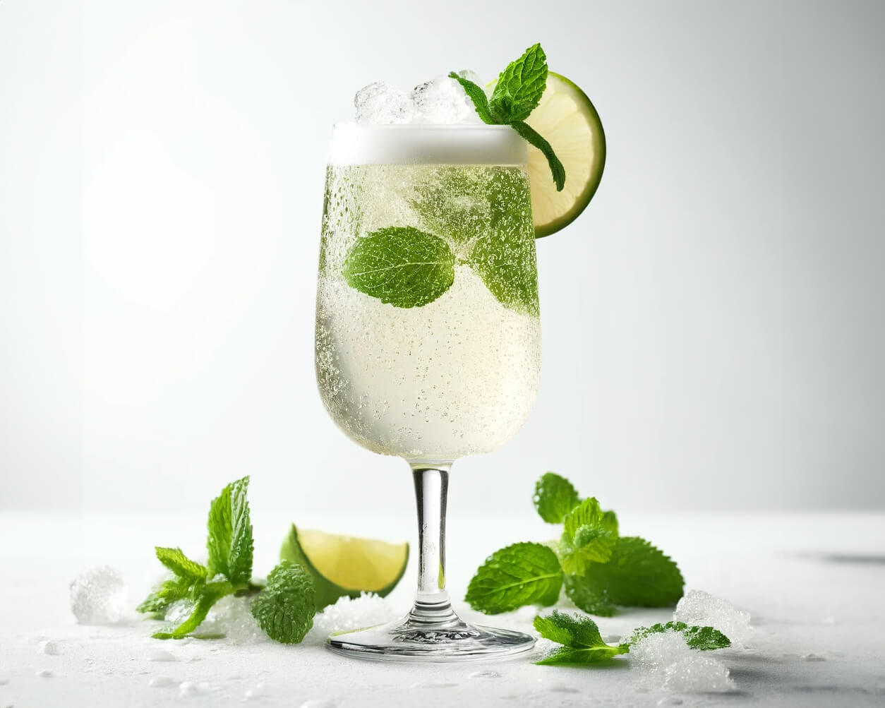 prosecco mint julep drink med citron och mynta