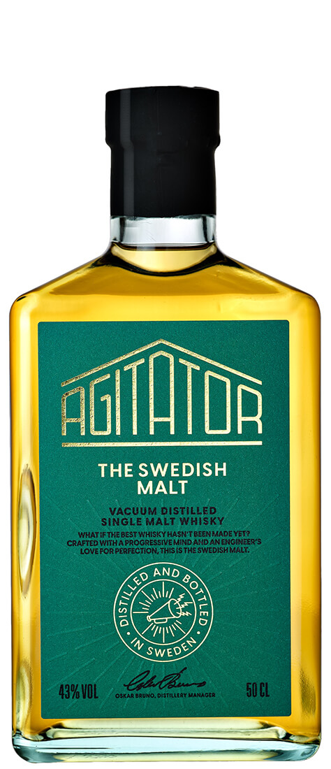 en grön flaska whisky fyrkantig