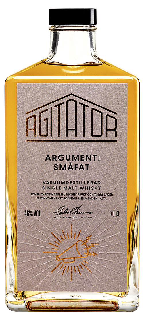 en flaska whisky med grå etikett